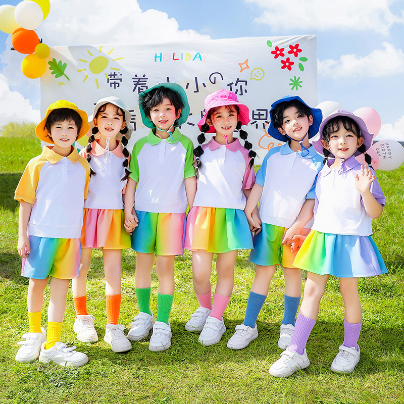 Children's performance costumes Kindergarten class uniforms Primary school dance costumes Candy-colored boys and girls cheerleading street dance performance costumes