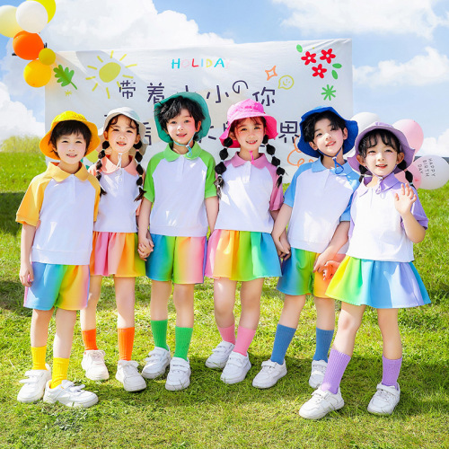 Children's performance costumes Kindergarten class uniforms Primary school dance costumes Candy-colored boys and girls cheerleading street dance performance costumes