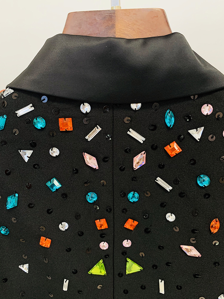 GraceChic In Stock 2025 European American Fashion New Heavy Beaded Colorful Rhinestone Slim Fit Blazer And Flared Pants Two-Piece_voghion.com