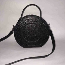 2024新款复古头层皮包单肩斜跨女包圆筒手提女真皮头层牛皮质感