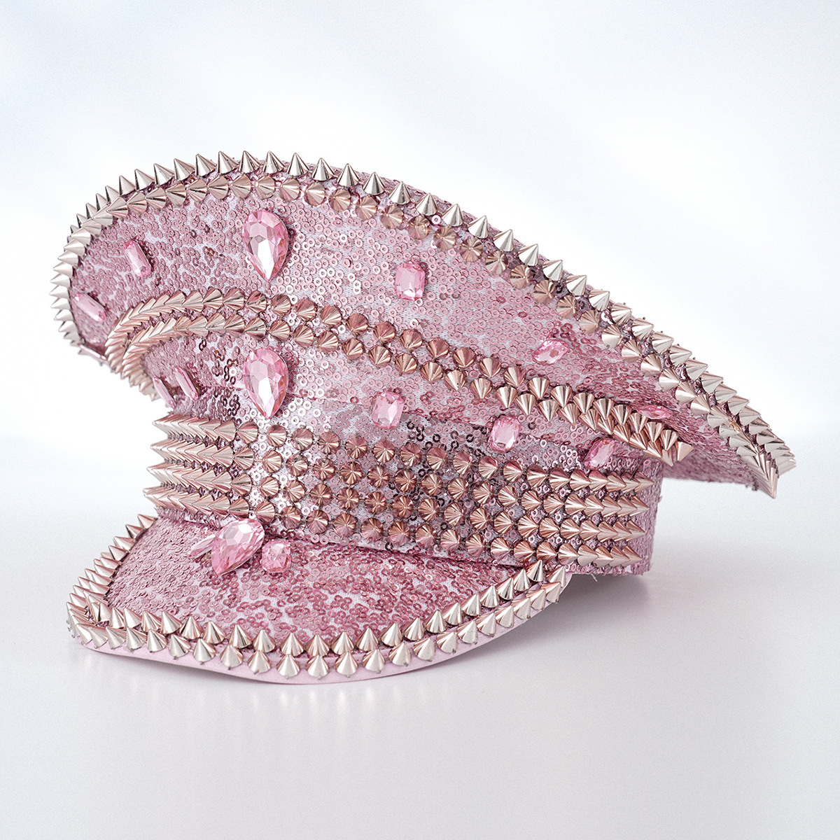 Sombrero azul marino con incrustaciones de diamantes, boina estilo punk, sombrero y2k, sombrero de marinero para mujer con ambiente otoñal e invernal, sombrero dorado para clima frío