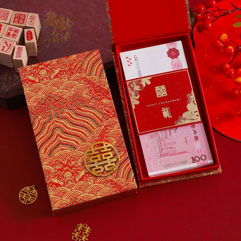 2025新款中式结婚红包随礼利是封份子钱改口高级感婚礼万元竖款红|undefined