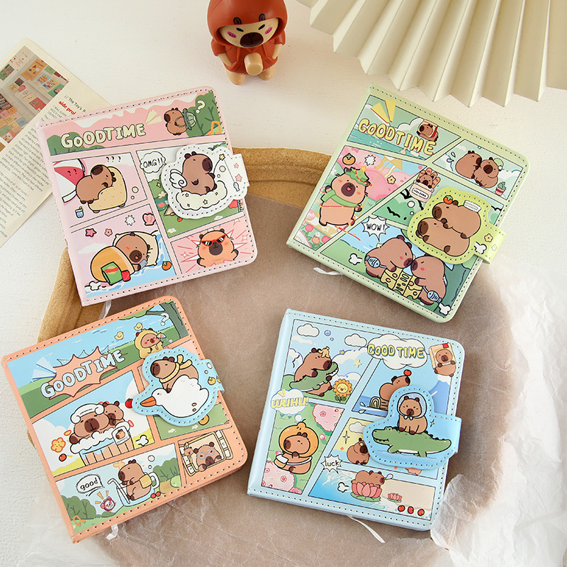 Kapibala Hebilla magnética PU de forma especial Libro de cuentas de mano de página interior de color Cuaderno de bricolaje Bloc de notas Papelería para estudiantes