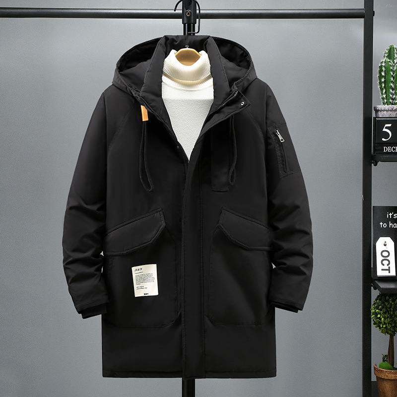 Large size Parker men's long plus velvet padded fat coat loose casual cotton-padded fat man Winter 300kg