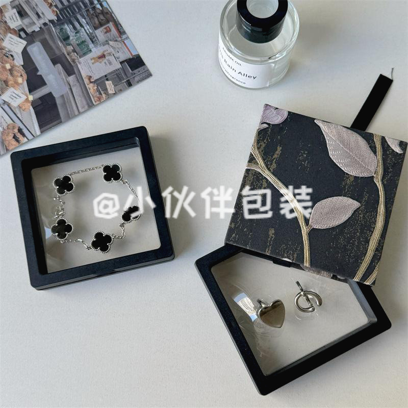 잉크 염색 검정색 + 검정색 내부 상자(두꺼워짐), 7*7*2cm