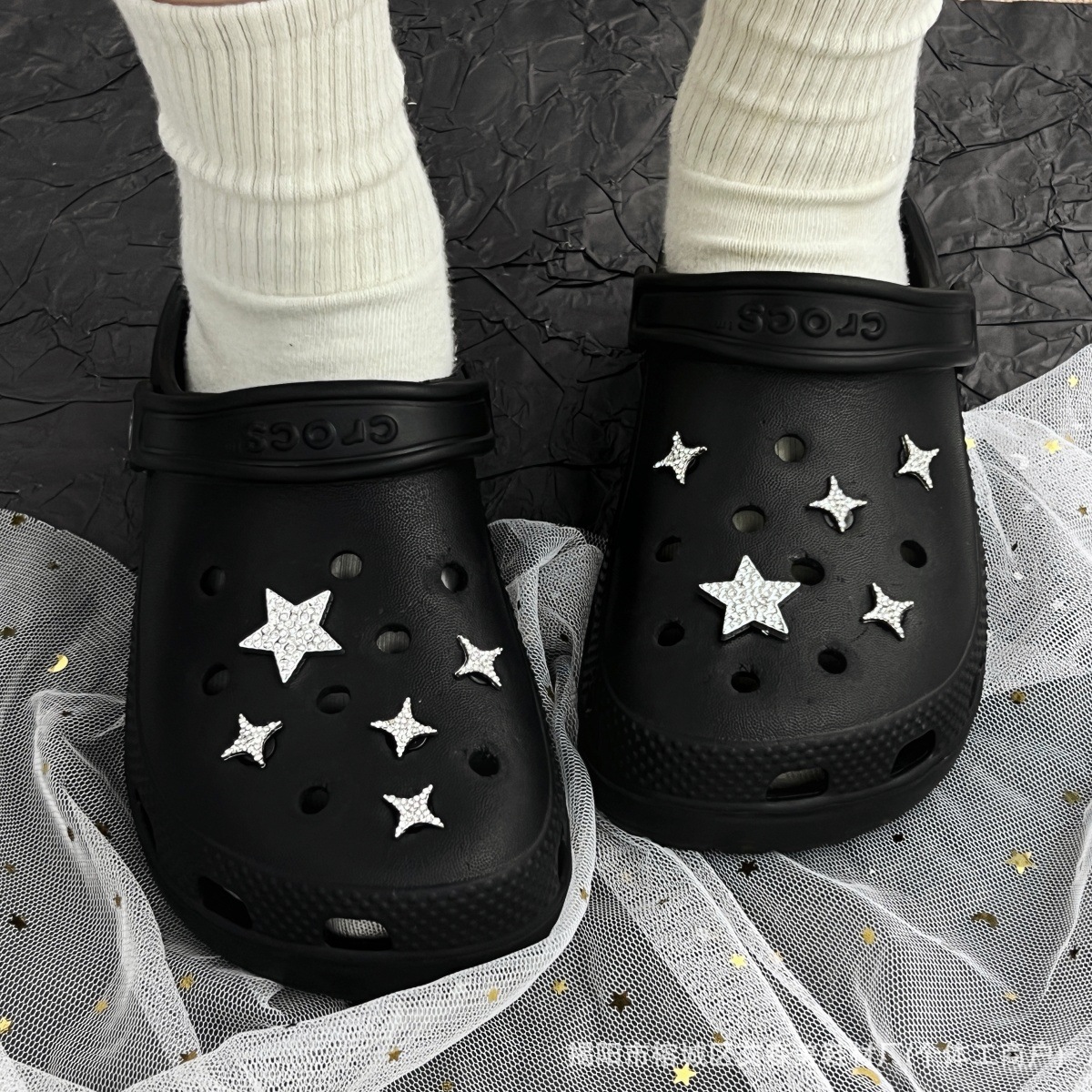 Estrellas plateadas ajuste agujero agujero perdido zapatos decorativos accesorios DIY extraíbles accesorios de flores hebillas de zapatos accesorios tridimensionales