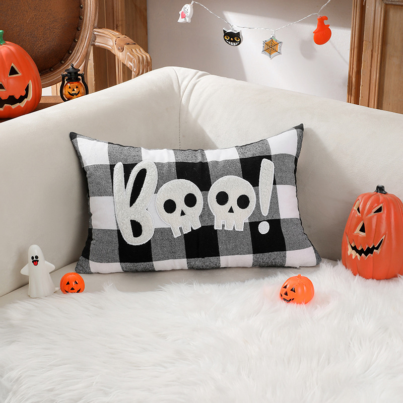 クロスボーダー新しいハロウィンゴーストBOO枕刺繍絶妙な立体クッションリビングルームソファバッククッションカバー|undefined