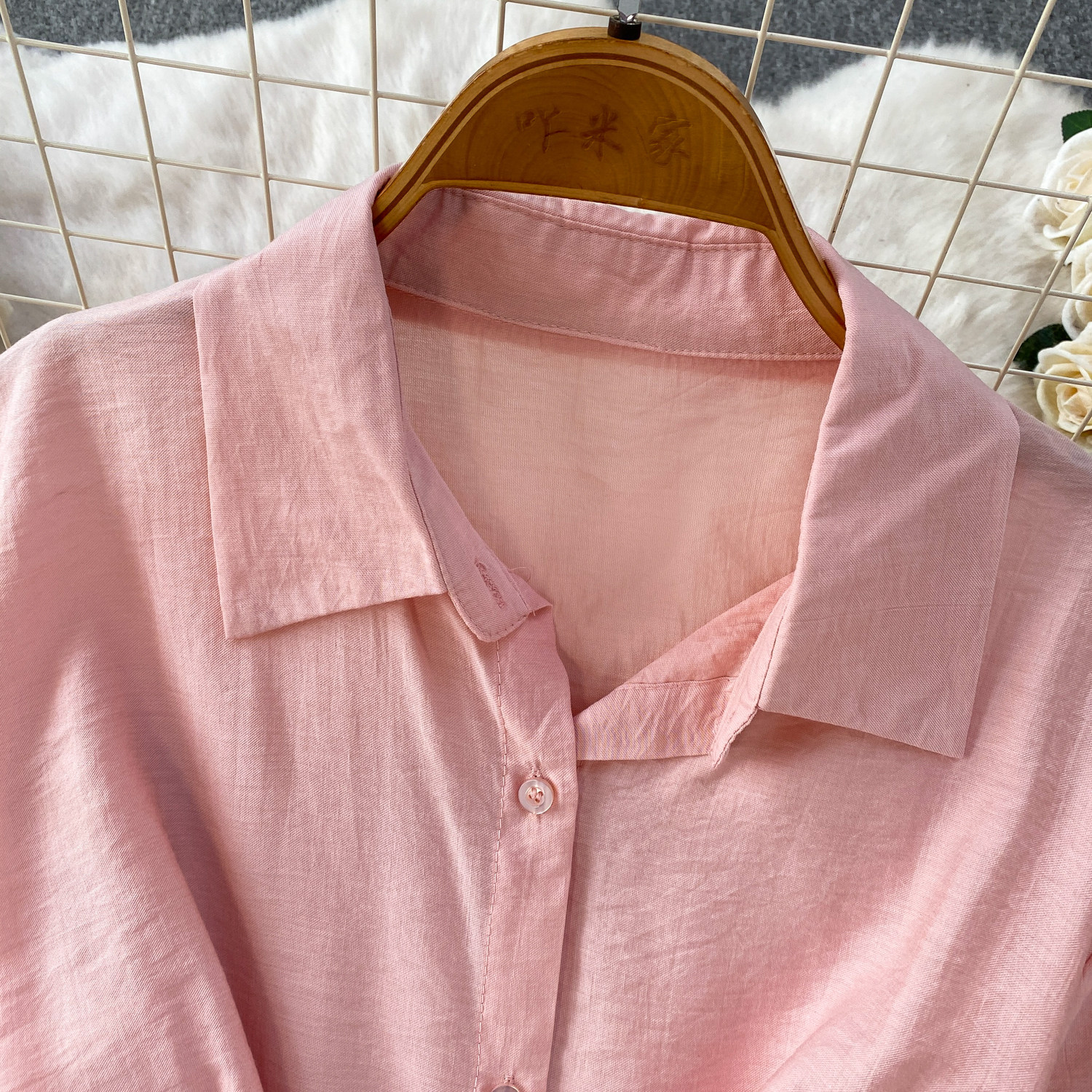 High-Waisted Slimming Collared Shirt with Side Ties And Wide Leg Trousers Women's Outfit Casual Style Set_ecoleips.com