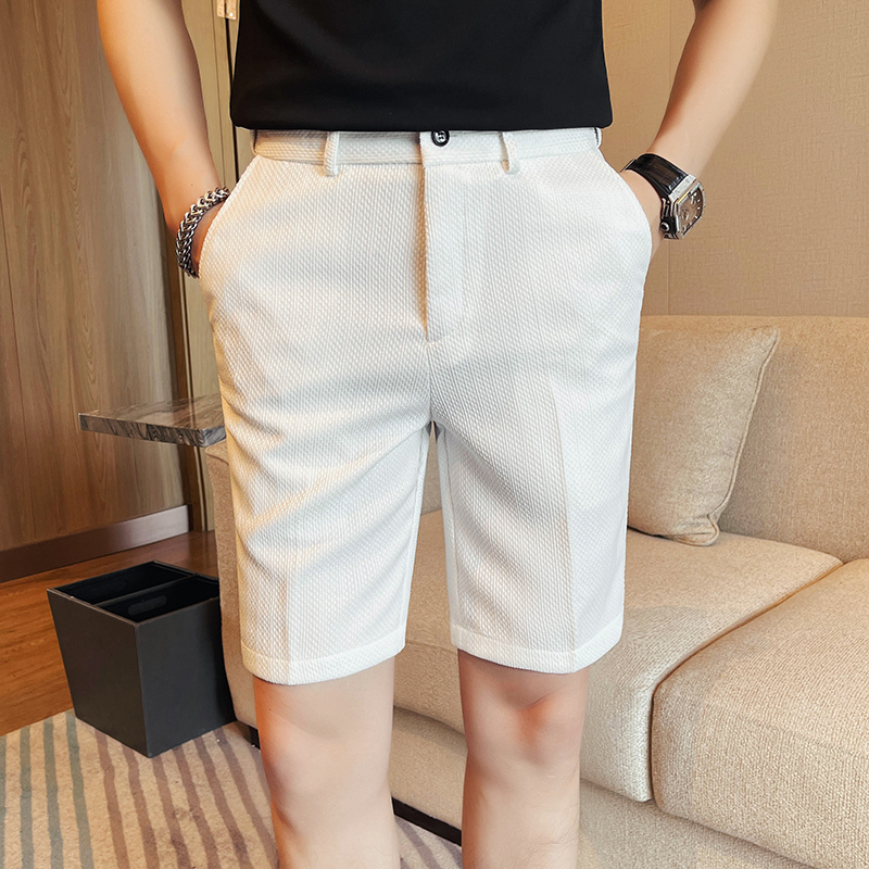 White Suit Shorts Men's Summer 2025 New Business High-End Summer Outer Wear Casual Five-Point Pants Men's Style