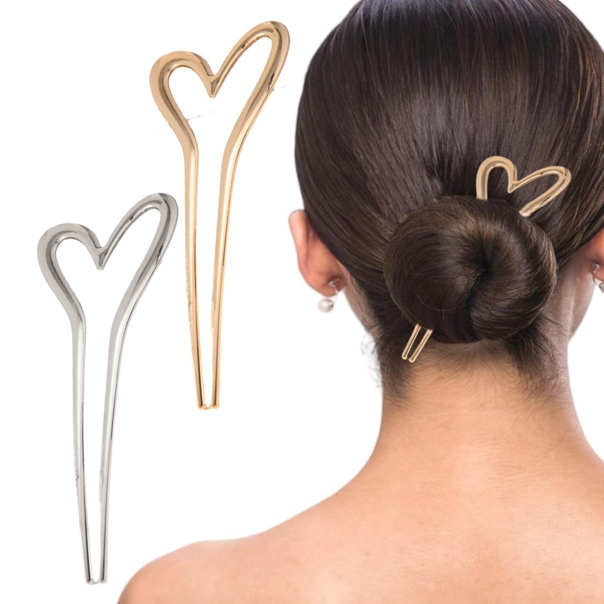 Horquilla en forma de U de alta calidad para mujer, nuevo artefacto de cabello de disco chino, horquilla en la parte posterior de la cabeza 2025 nuevo tocado de horquilla de cabello de amor