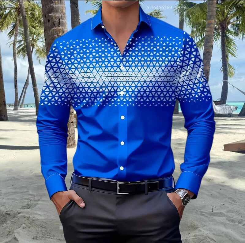 13-Color Men's Shirts: Casual and Comfortable Checkered 3D Printed Long-Sleeved Shirts 13-Color Men's Shirts: Casual and Comfortable Checkered 3D Printed Long-Sleeved Shirts