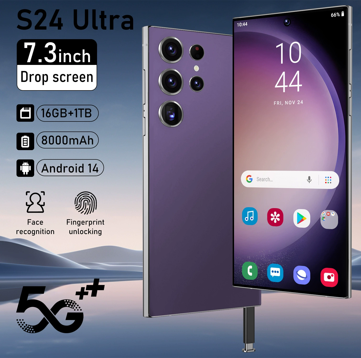 Смартфон S24, Android, широкий экран 3″, официальный флагман