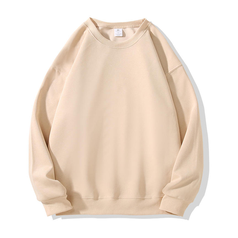 Hua algodón tejido liso de doble cara, hombros cómodos, cuello redondo, suéter de manga larga, camisa publicitaria, ropa de trabajo grupal, logotipo personalizado