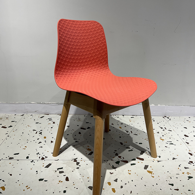 Sillas de Plástico PP al por Mayor del Fabricante, Sillas para Comedor de Escuelas y Cafeterías, Sillas para Conferencias, Capacitación y Negociación, Sillas Apilables con Respaldo y Patas de Madera