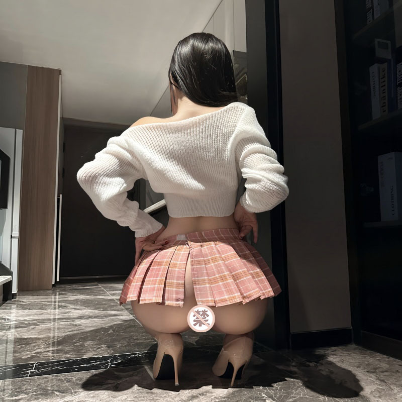 Sentient Underwear Uniform Tempting Students Jk Plaid Skirt Low Neck Sweater suit Pleated Skirt F235