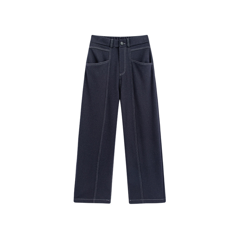 深色窄版阔腿牛仔裤女2025新款秋季美式复古宽松高腰显瘦直筒长裤