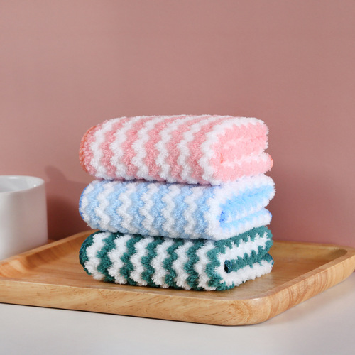 Cationic dishcloth kitchen cloth oil-proof water-absorbent non-falling hair household cleaning scouring pad wholesale 