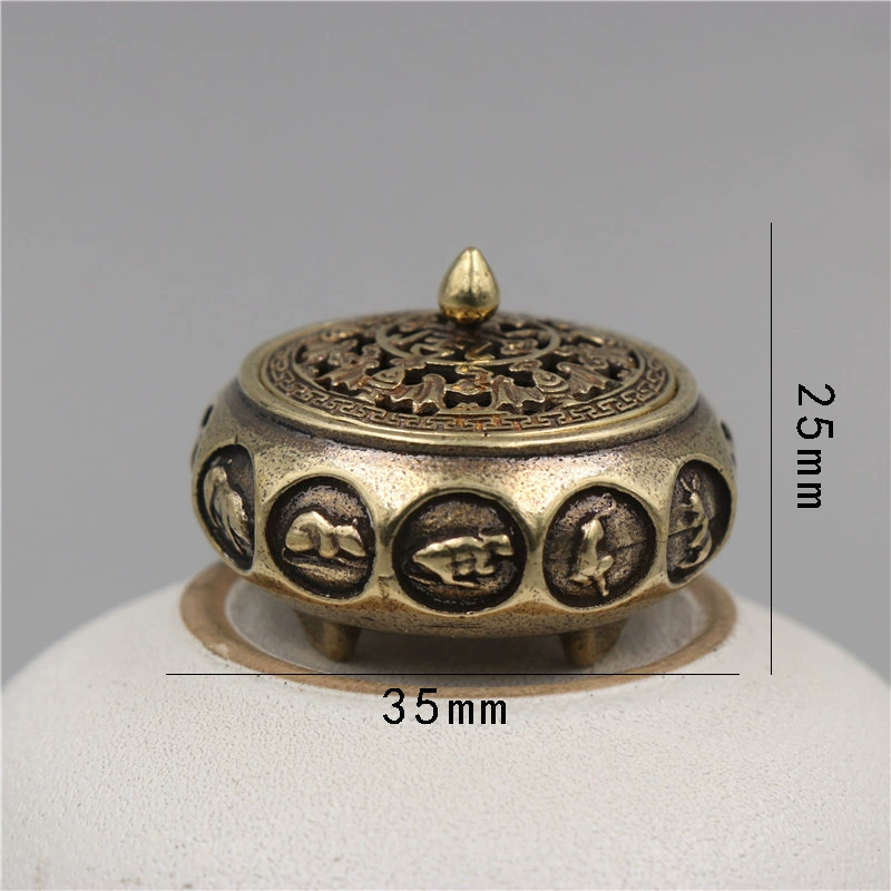 Brass copper creative aroma lamp walnut, Chinese horoscope