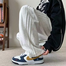 灰色卫裤男夏季薄款直筒美式高街潮牌宽松运动男生百搭休闲长裤子