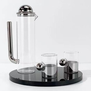 Modern Model Room Glass Water Cup and Kettle Ornaments for Sales Office, Living Room, and Kitchen Home Decor Cold Brew Glass Bottle