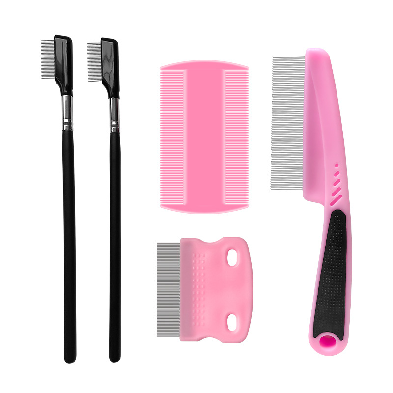 Peine para mascotas para eliminar pulgas, juego de 4 piezas, dientes densos de acero inoxidable, juego de limpieza facial, peine para gatos, suministros para perros, nuevo estilo transfronterizo
