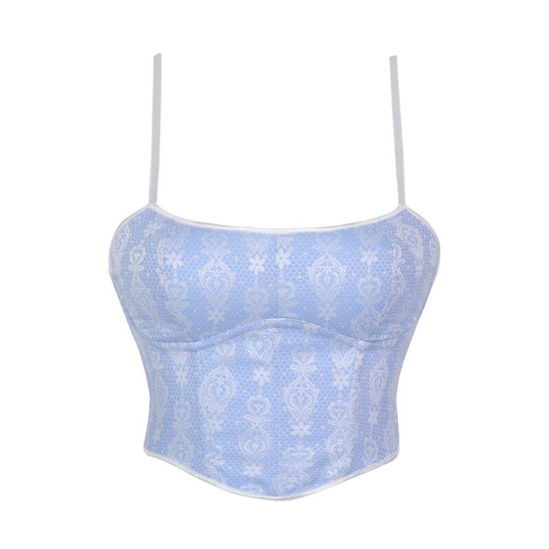 Light Blue Flower Sweetheart Suspender Corset Fashion Women's Shapewear Aliexpress Cross-Border Supply