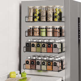 亚马逊冰箱磁吸调料置物架厨房铁艺壁挂免打孔侧面磁铁吸力架子