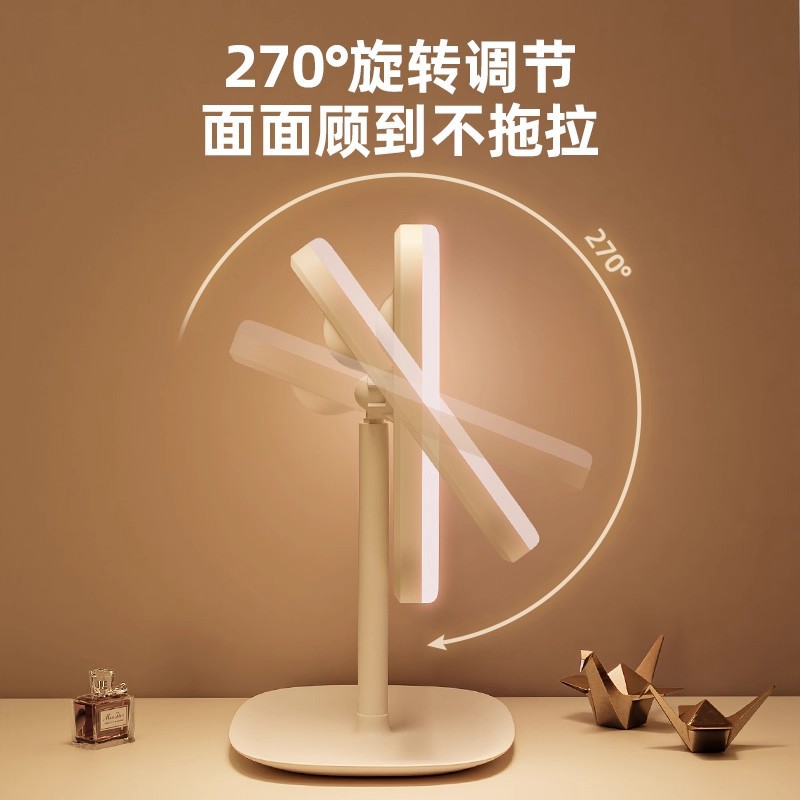 Espejo de maquillaje LED con lámpara de escritorio espejo pequeño de luz femenina dormitorio de estudiantes escritorio en pequeño espejo portátil redondo