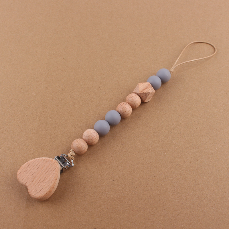 Nuevos suministros para bebés de dibujos animados amor haya chupete clip creativo bebé cuentas de silicona mordedura molar chupete cadena