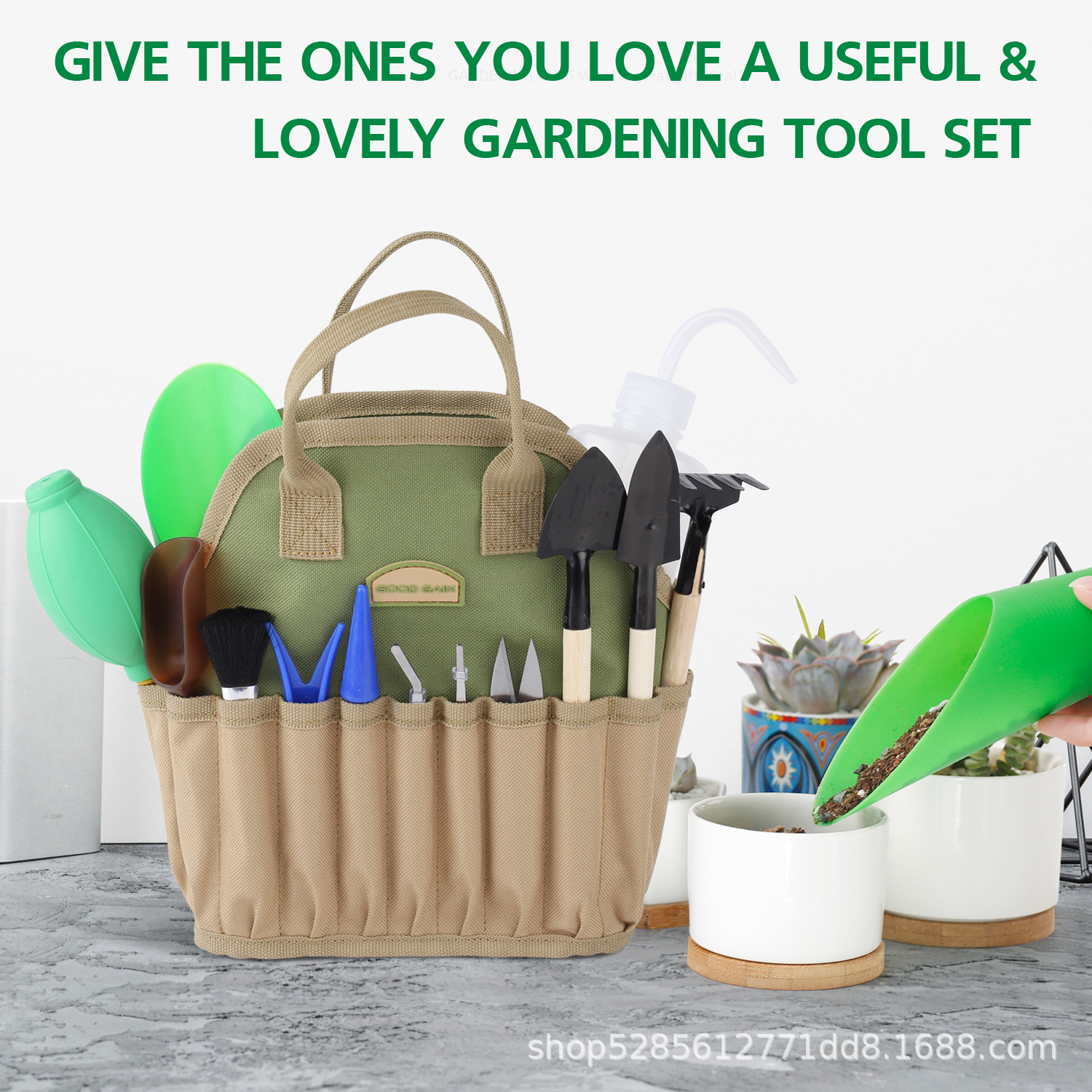 (2개) 분재 도구 즙이 많은 식물 세트 저장 가방 미니 정원 도구 세트