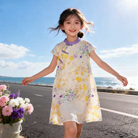 夏装2026新款女童新中式旗袍小清新绝美中大童国风连衣裙日常可穿