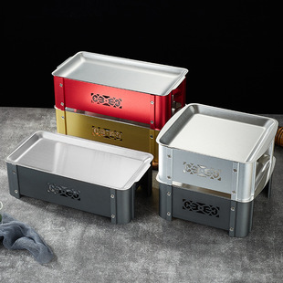 Korean Outdoor Barbecue Hot Skewers Rectangular Barbecue Grill Commercial Household Skewers Heating Stove Dry Pot Insulation
