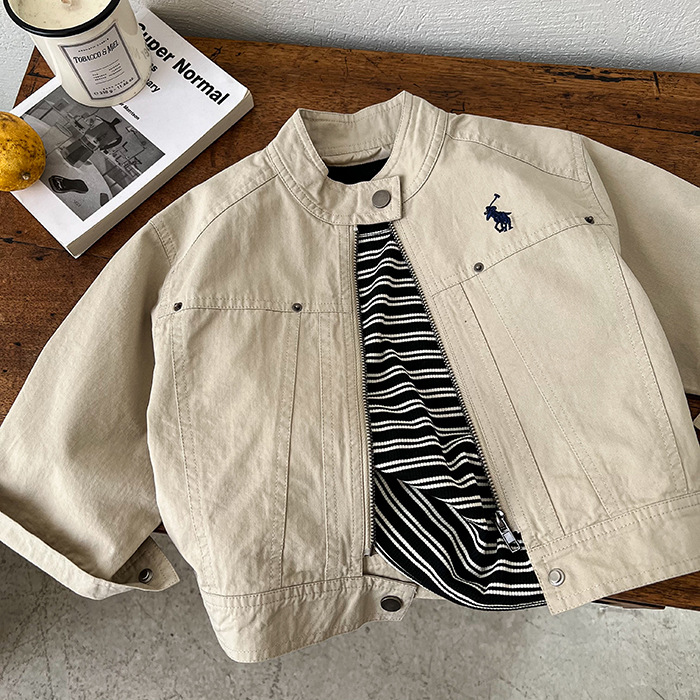 Chaqueta infantil estrella redonda otoño ropa de niños para hombres y mujeres nueva chaqueta de moda bebé camisa con cremallera chaqueta coreana