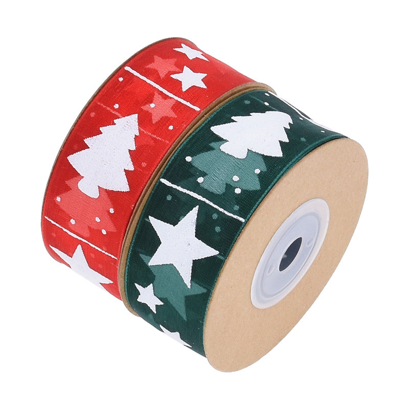 Transfronterizo Amazon nuevo árbol de Navidad impreso cinta de regalo embalaje decoración del árbol de Navidad material cinta de hilo transparente