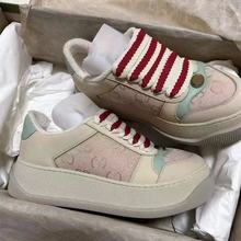 厚底胖丁小脏鞋女2025增高小胖丁 G家休闲鞋真皮做旧面包鞋女百搭