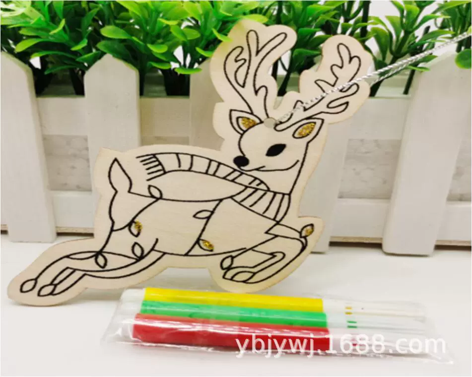 Деревянное Рождественское украшение кулон детский DIY ручная роспись древесной стружки домашний фон украшение стены кулон реквизит для фотографий