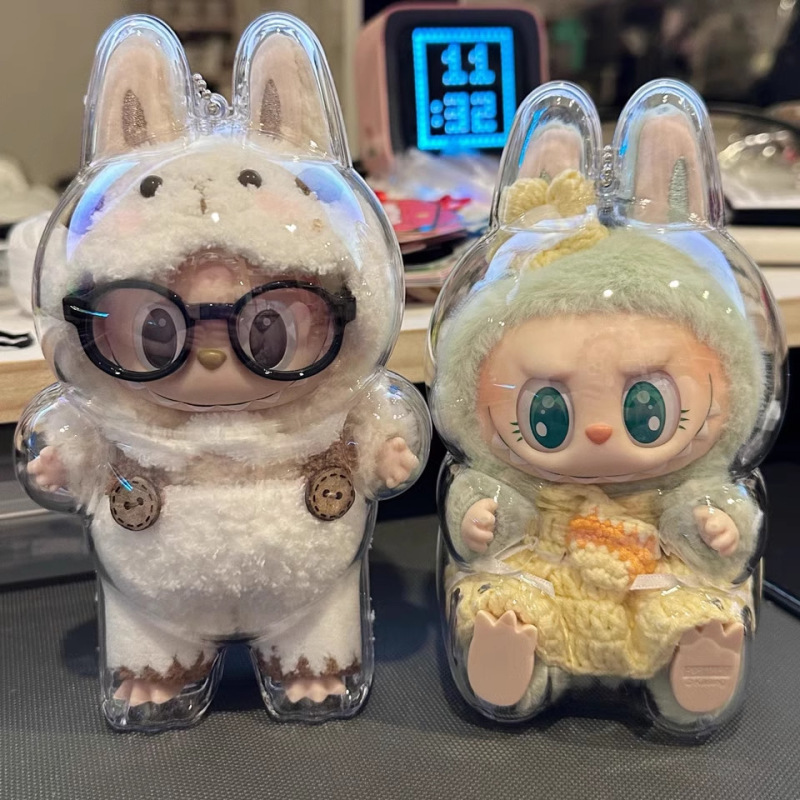 Labubu フロント高エネルギー防塵シェルビニールフェイス透明保護カバーおもちゃ POPMART 保護ケース|undefined