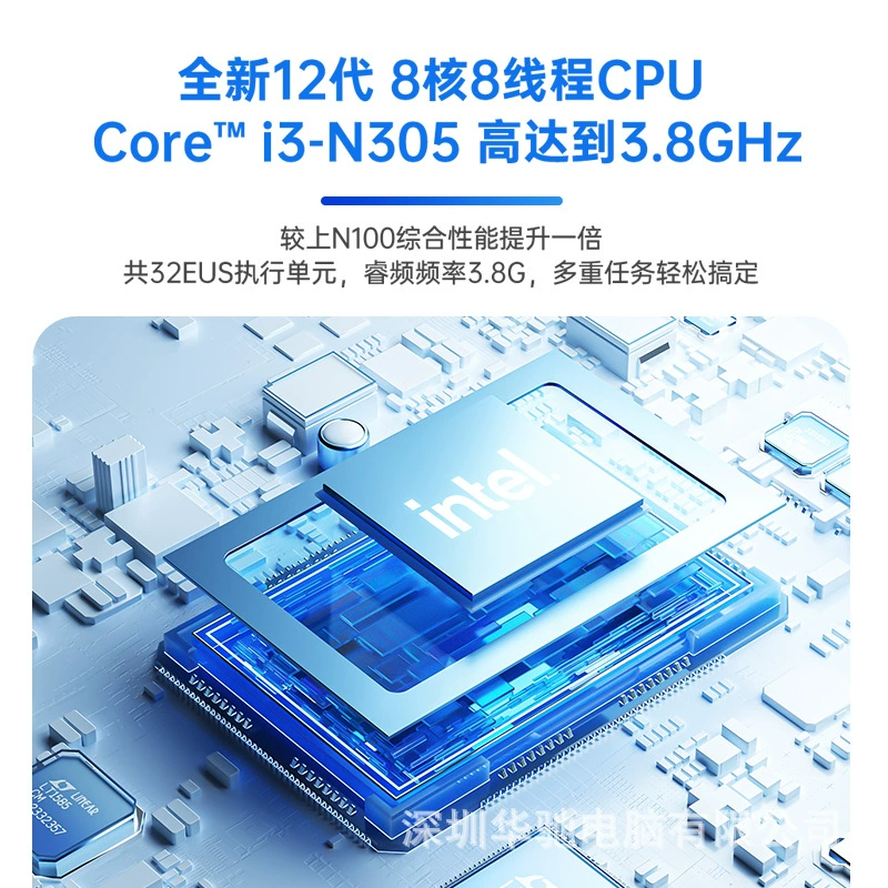 Мини-ПК N305 i3-N305, 12-е поколение, 4K двойной дисплей, компактный промышленный/домашний мини-компьютер