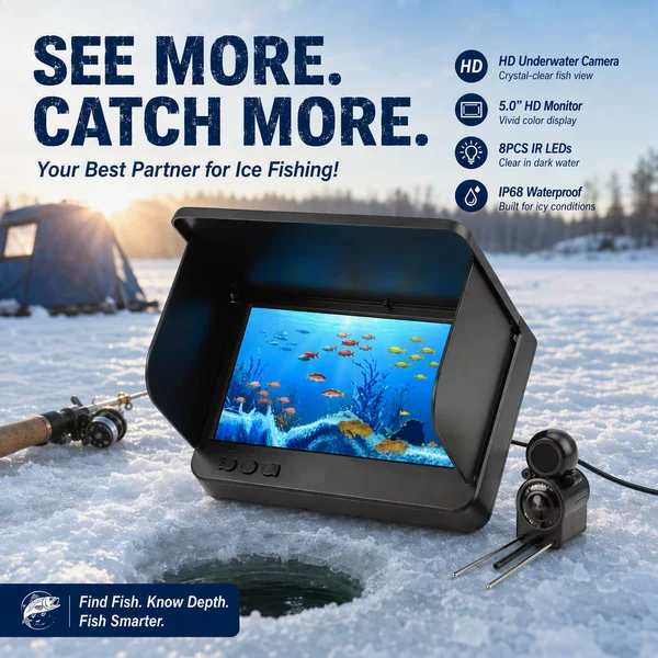 Cross-border ultra-clear visual fish-finding device, new model underwater camera for muddy water, underwater fish viewing screen, high-definition for river ice fishing