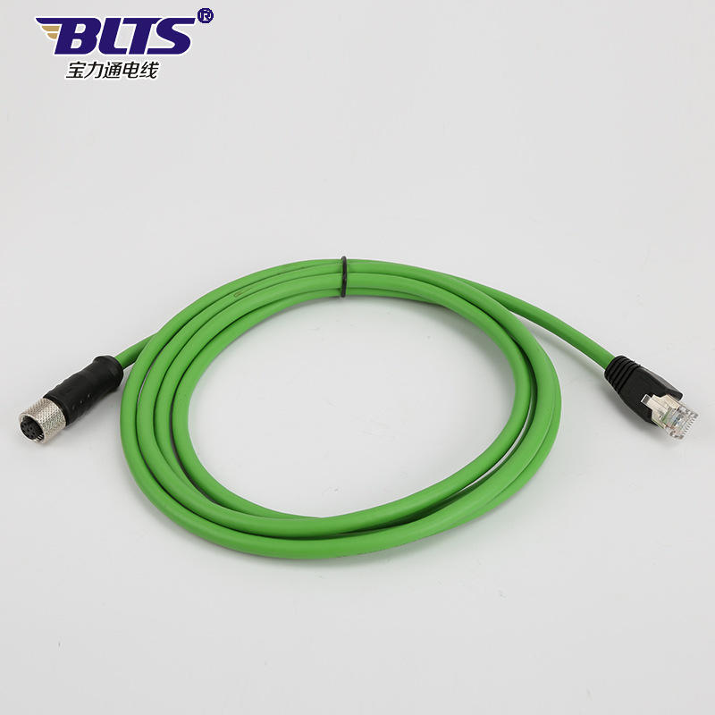 工业相机数据线M12转RJ45水晶头编码传感器线缆CCD千兆以太网线
