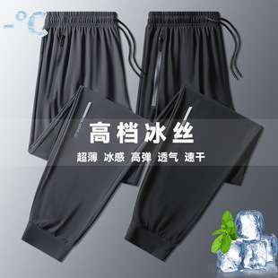 Ice Silk Pants Men's Summer Thin Quick-Drying Pants Loose Pants Men's Casual Pants Large Size Sports Pants Straight Pants