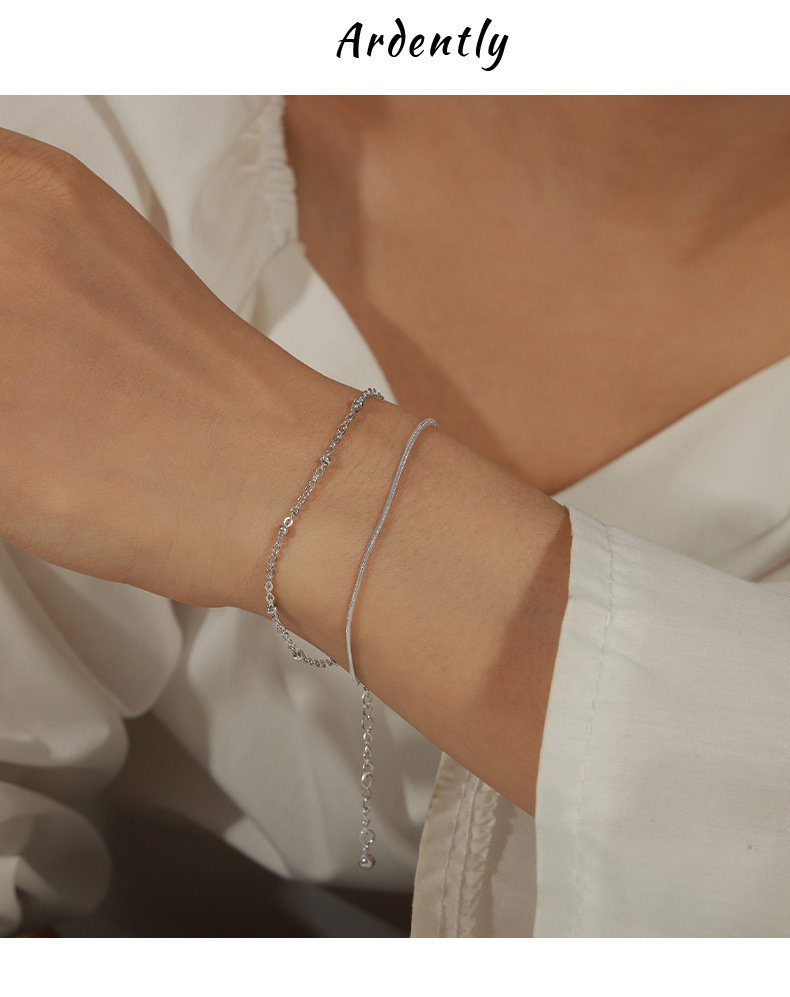 0.03µm-0.05µm Gold Plating Thickness PVD Coated Real Gold Plated Solid Color Titanium Steel Casual Simple Style Waterproof Non Tarnish Titanium Steel Bracelets