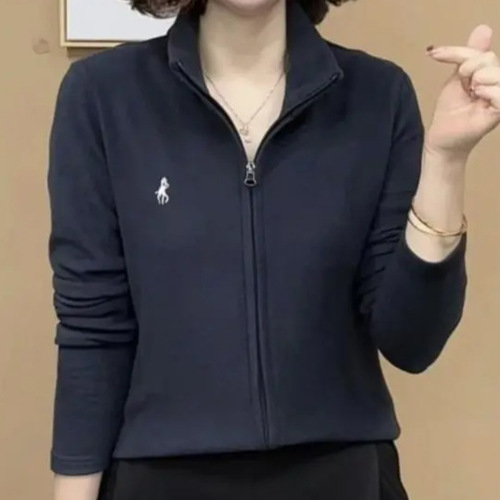 Women's 2024 Autumn/Winter Collar-Style Embroidered Double-Zip Fleece Open Hoodie, New Slimming & Warm Outerwear