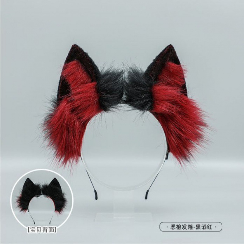 猫耳カチューシャ、猫耳、オオカミ耳カチューシャ、オオカミ尻尾、オオカミフレンズぬいぐるみ獣耳アクセサリーセット|undefined