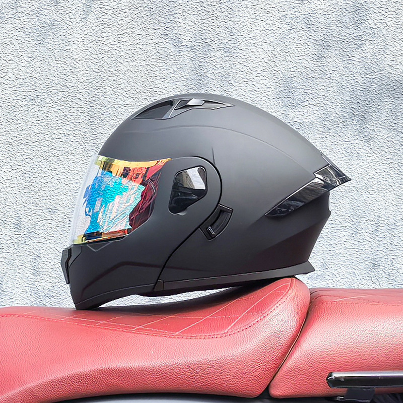 Orz casco de carcasa pequeña casco de cara a cara casco de motocicleta locomotora de doble lente hombres y mujeres de cuatro estaciones casco de crucero grande