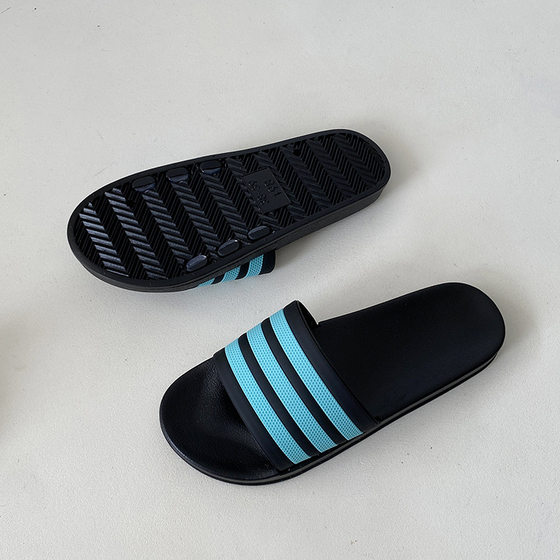 Cross-border New Style Slippers Women's Summer Ins Fashionable Outer Wear Fashionable Striped Soft Bottom Non-slip Beach Slippers for Couple Women