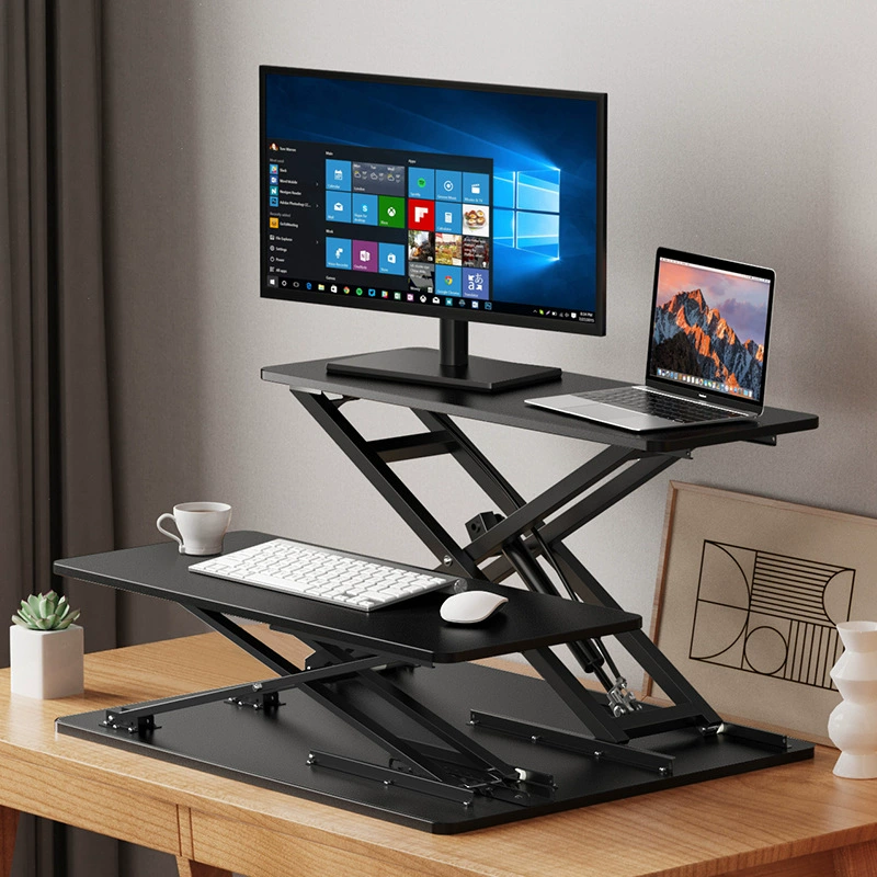 Подставка для компьютера с регулируемой высотой, двойная, для офисного стола, регулируемая подставка для рабочего стола, регулируемый компьютерный стол