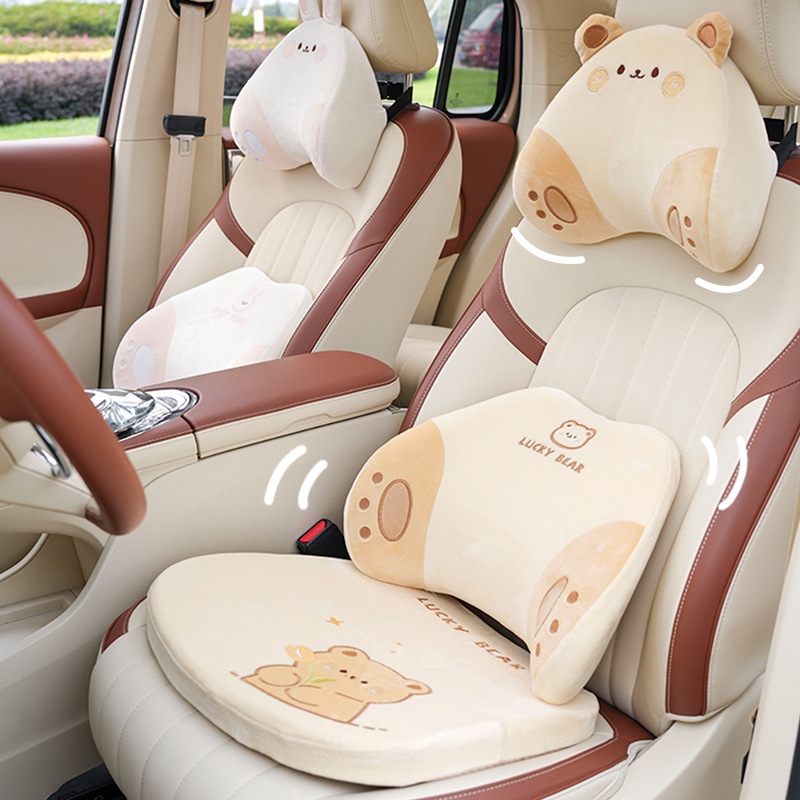 Memory Foam Car Seat Cushion,Cute Bear Rabbit,All-season Universal Car Seat Cushion,Cartoon Soft And Comfortable Car Seat Cushion