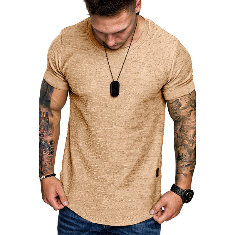 Summer Men's Casual Fashion Pure Color Round Neck T-Shirt Casual Sports Short-Sleeved T-Shirt