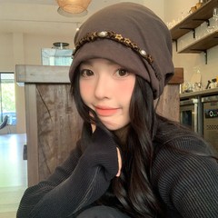 波西米亚民族风复古串珠包头帽女宽松慵懒风百搭显脸小堆堆帽子潮